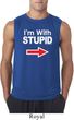 I'm With Stupid White Print Mens Sleeveless Shirt