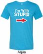 I'm With Stupid White Print Mens Tri Blend Crewneck Shirt