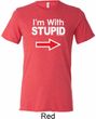 I'm With Stupid White Print Mens Tri Blend Crewneck Shirt