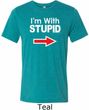 I'm With Stupid White Print Mens Tri Blend Crewneck Shirt