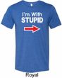 I'm With Stupid White Print Mens Tri Blend Crewneck Shirt