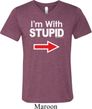 I'm With Stupid White Print Mens Tri Blend V-neck Shirt