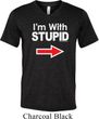 I'm With Stupid White Print Mens Tri Blend V-neck Shirt