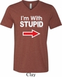 I'm With Stupid White Print Mens Tri Blend V-neck Shirt