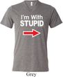 I'm With Stupid White Print Mens Tri Blend V-neck Shirt