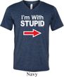 I'm With Stupid White Print Mens Tri Blend V-neck Shirt