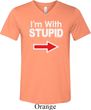 I'm With Stupid White Print Mens Tri Blend V-neck Shirt