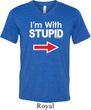 I'm With Stupid White Print Mens Tri Blend V-neck Shirt