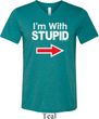 I'm With Stupid White Print Mens Tri Blend V-neck Shirt