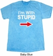 I'm With Stupid White Print Mineral Tie Dye Shirt