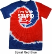 I'm With Stupid White Print Patriotic Tie Dye Shirt