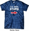 I'm With Stupid White Print Spider Tie Dye Shirt
