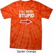 I'm With Stupid White Print Spider Tie Dye Shirt