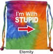 I'm With Stupid White Print Tie Dye Bag