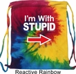 I'm With Stupid White Print Tie Dye Bag