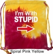 I'm With Stupid White Print Tie Dye Bag