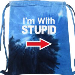 I'm With Stupid White Print Tie Dye Bag