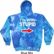 I'm With Stupid White Print Tie Dye Hoodie