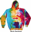 I'm With Stupid White Print Tie Dye Hoodie