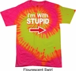 I'm With Stupid White Print Tie Dye Shirt