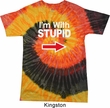 I'm With Stupid White Print Tie Dye Shirt