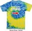 I'm With Stupid White Print Tie Dye Shirt