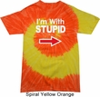 I'm With Stupid White Print Tie Dye Shirt