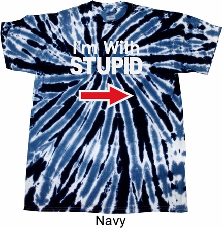 I'm With Stupid White Print Twist Tie Dye Shirt