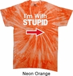 I'm With Stupid White Print Twist Tie Dye Shirt