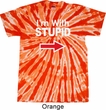 I'm With Stupid White Print Twist Tie Dye Shirt