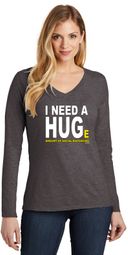 I Need A Huge Amount Of Social Distancing Ladies Long Sleeve V-Neck T-Shirt