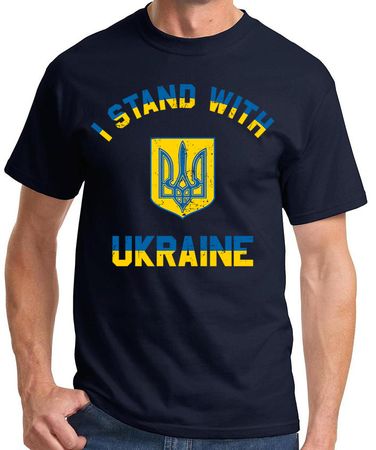I Stand With Ukraine Navy Blue T-shirt - Unisex Adult Sizes