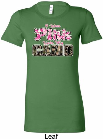 I Wear Pink Under My Camo Ladies Longer Length Shirt
