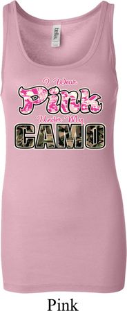 I Wear Pink Under My Camo Ladies Longer Length Tank Top