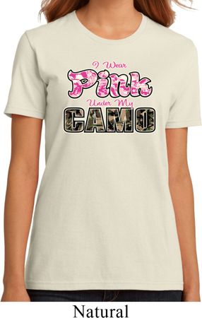I Wear Pink Under My Camo Ladies Organic Shirt