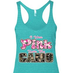 I Wear Pink Under My Camo Ladies Tri Blend Racerback Tank Top I Wear Pink Under My Camo Ladies Tri Blend Racerback Tank Top