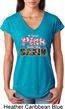 I Wear Pink Under My Camo Ladies Tri Blend V-Neck Shirt