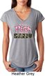 I Wear Pink Under My Camo Ladies Tri Blend V-Neck Shirt