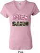 I Wear Pink Under My Camo Ladies V-neck Shirt