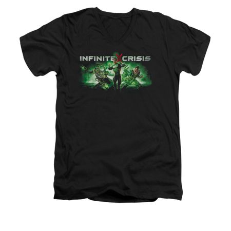 Infinite Crisis Shirt Slim Fit V-Neck Green Lantern Black T-Shirt