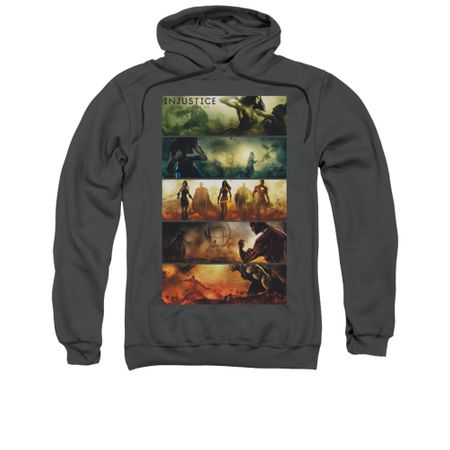 Injustice Gods Among Us Hoodie Panels Charcoal Sweatshirt Hoody