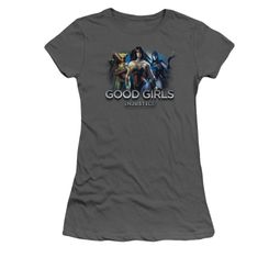 Injustice Gods Among Us Shirt Juniors Good Girls Charcoal T-Shirt Injustice Gods Among Us Shirt Juniors Good Girls Charcoal T-Shirt