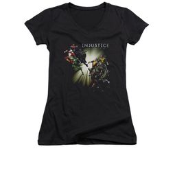 Injustice Gods Among Us Shirt Juniors V Neck Good VS Evil Black T-Shirt