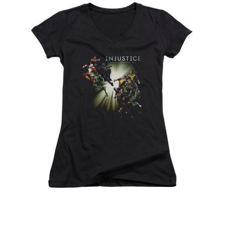 Injustice Gods Among Us Shirt Juniors V Neck Good VS Evil Black T-Shirt