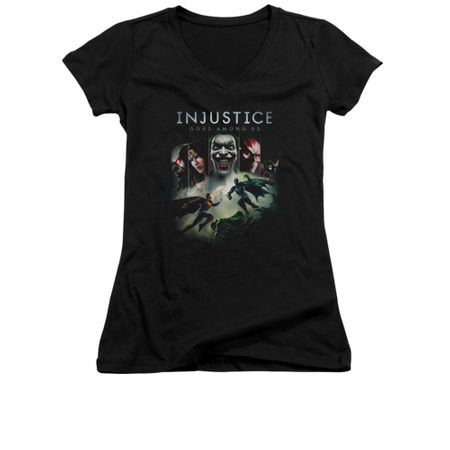 Injustice Gods Among Us Shirt Juniors V Neck Superman VS Batman Black T-Shirt