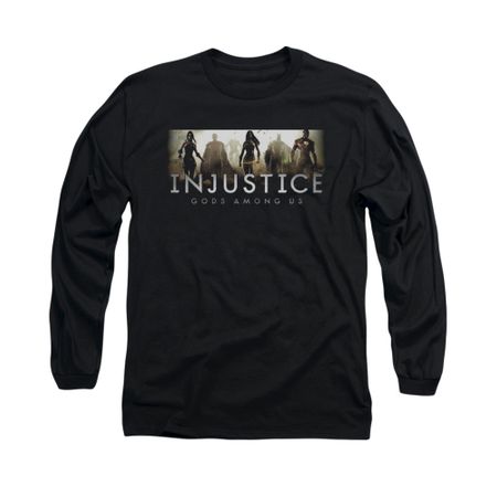 Injustice Gods Among Us Shirt Logo Long Sleeve Black Tee T-Shirt