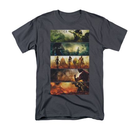 Injustice Gods Among Us Shirt Panels Charcoal T-Shirt