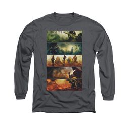 Injustice Gods Among Us Shirt Panels Long Sleeve Charcoal Tee T-Shirt