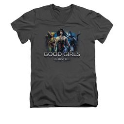 Injustice Gods Among Us Shirt Slim Fit V-Neck Good Girls Charcoal T-Shirt Injustice Gods Among Us Shirt Slim Fit V-Neck Good Girls Charcoal T-Shirt