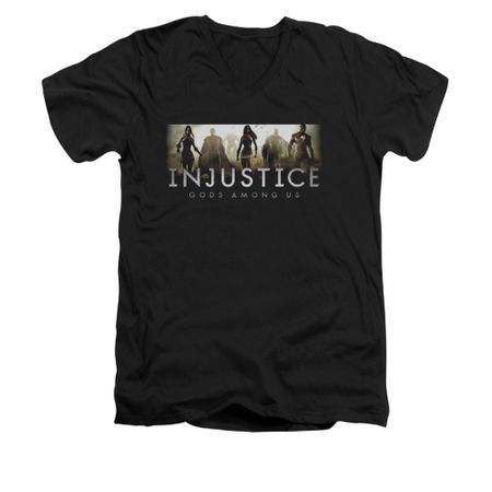 Injustice Gods Among Us Shirt Slim Fit V-Neck Logo Black T-Shirt